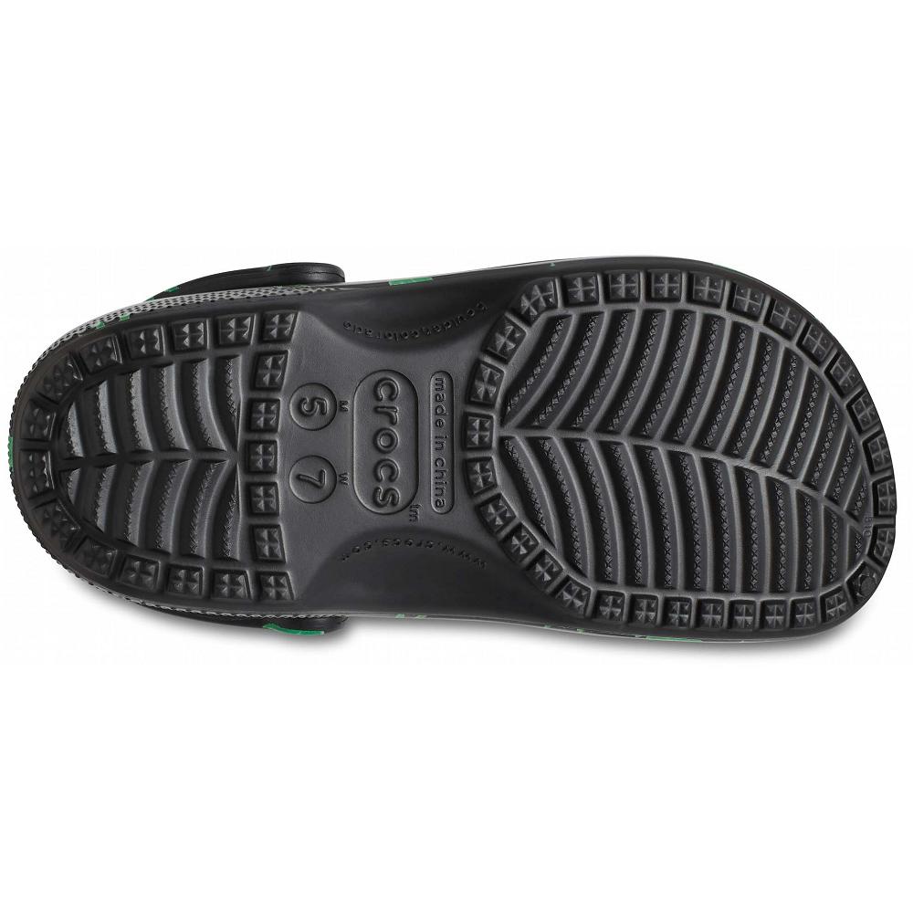 Black / Green Women's Crocs Classic Hemp Leaf Clogs | NZ 0137UZGT